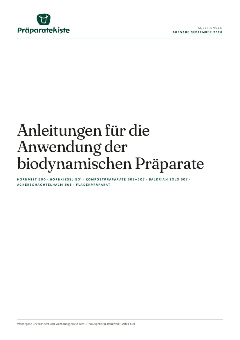 Titelseite des Hefts Anleitungen für die Anwendung der biodynamischen Präparate