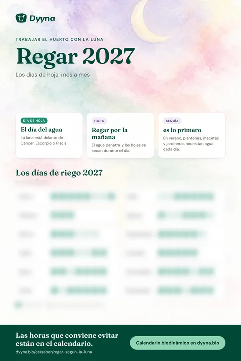 Infografía Regar 2027: los días adecuados mes a mes